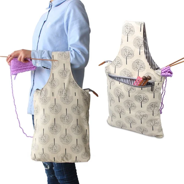 Teamoy Knitting Bag - Travel Canvas Yarn Tote Bag for Knitting Needles, Yarn and Crochet Supplies, Multipurpose, Perfect Size for