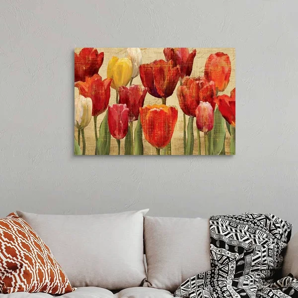 Tulip Fantasy on Cream - Canvas Wall Art, 36x24, Great Big Canvas