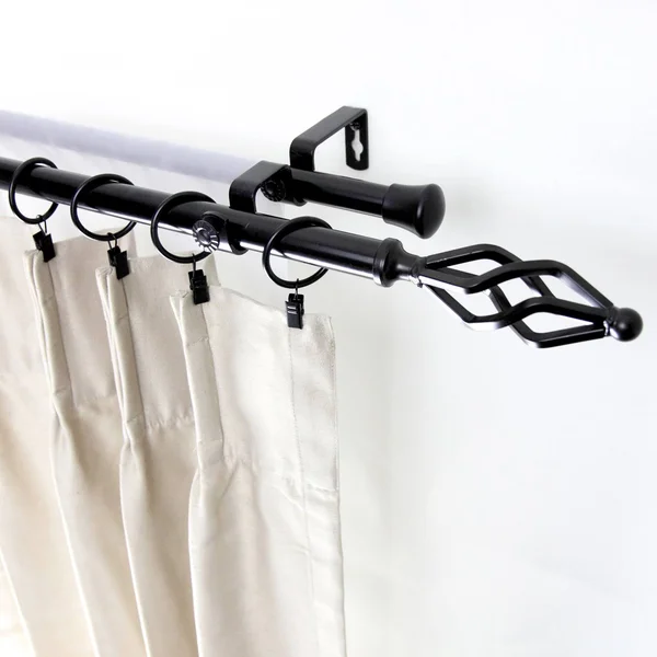 Hermosa Home Ballard 13/16 inch Double Curtain Rod 28-48x22 Black 28-48x22