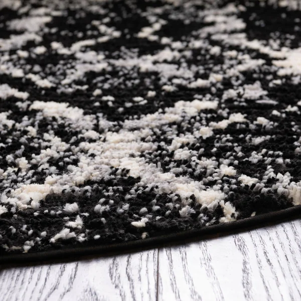 Rugs.com Tucson Collection Rug 3 ft Round Black Low Rug Perfect for Kitchens, Dining Rooms, Size: 3& x 3&