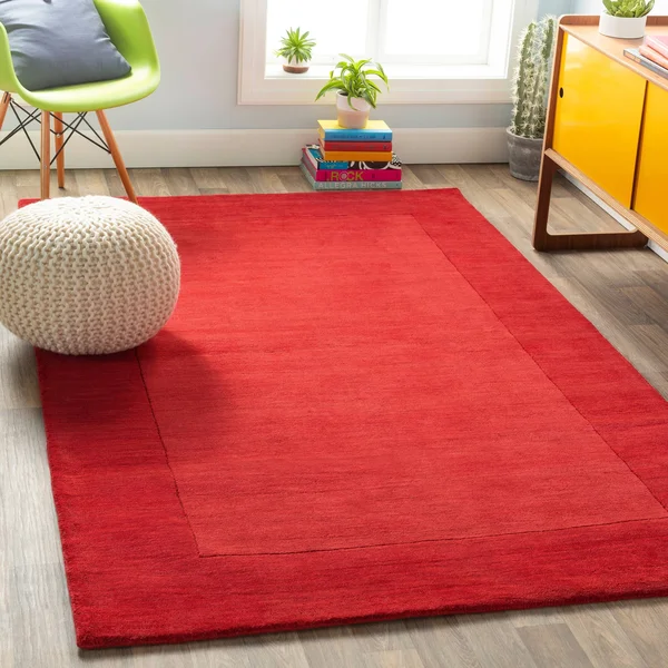 Hand-Crafted Blue Tone-on-Tone Bordered Wool Area Rug - 6& x 9&