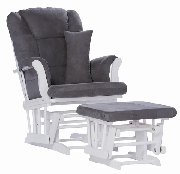 Stork Craft Tuscany Glider and Ottoman with Lumbar Pillow, White/Gray