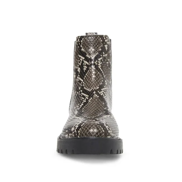Steve Madden - Gliding Lug Chelsea Booties, Grey Snake - 7.5