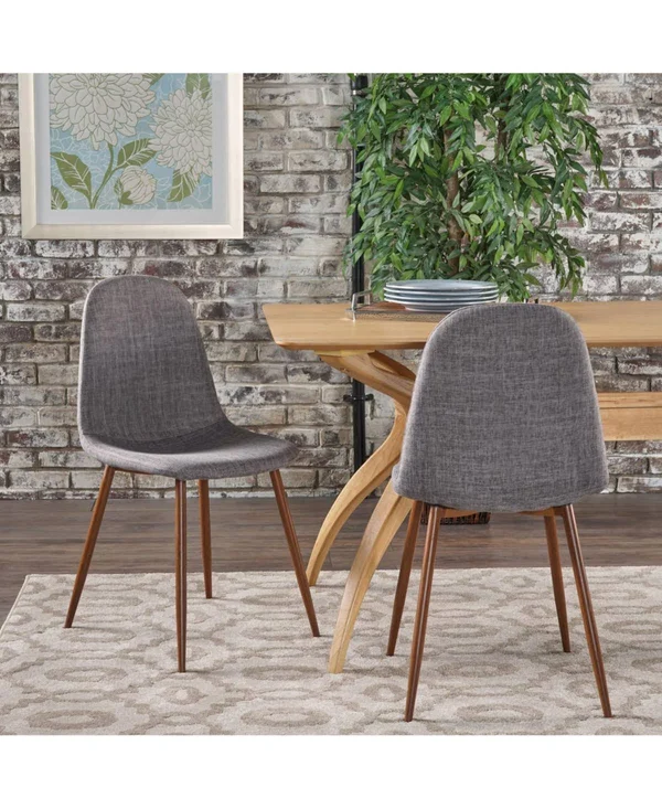 Contemporary Home Living Set of 2 Gray and Brown Contemporary Upholstered Dining Chairs 34.5x22