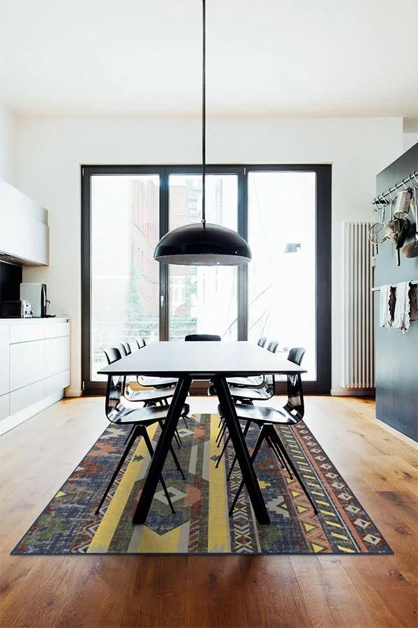 5&x7&, Machine Washable Area Rug, Kid & Pet Friendly, Indoor Rug, Kilim Batik Navy Rug, Ruggable