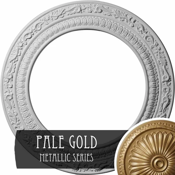 12x22OD x 8x22ID x 1/2x22P Andrea Ceiling Medallion (Fits Canopies Up to 8x22) - Hand-Painted Pale Gold