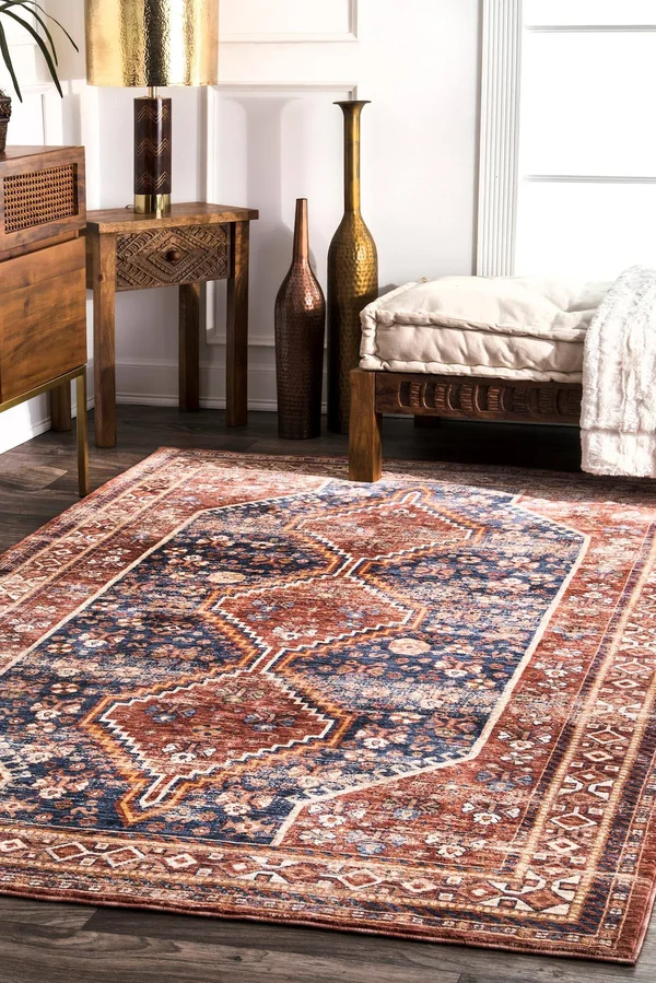 nuLOOM Rust Vintage Border Medallion Area Rug - 2& 6x22 x 8& Runner