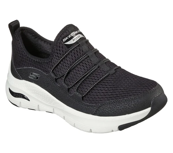 Skechers Women's Arch Fit Lucky Thoughts Sneaker, Black/White