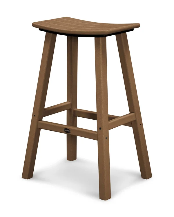 POLYWOOD Teak 30x22 Traditional Saddle Bar Stool