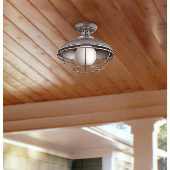 Franklin Park Rustic Farmhouse Outdoor Ceiling Light Galvanized Steel Cage 12x22 W