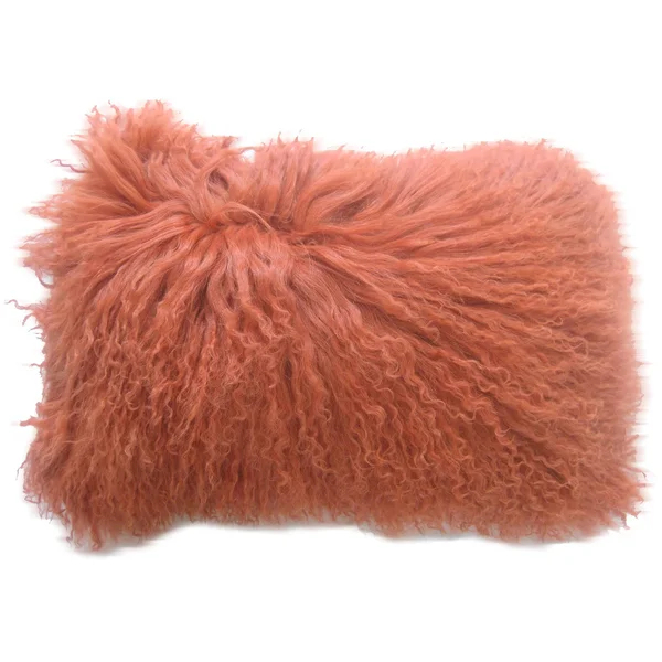 Moe's Lamb Fur Pillow Rect. Orange