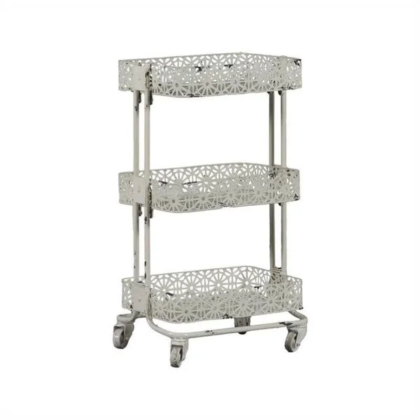 Riverbay Furniture Metal 3 Tier Cart in Cream - RF-497398