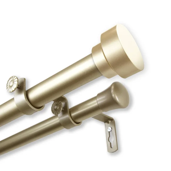 InStyleDesign Beret 1 inch Diameter Adjustable Double Curtain Rod - 66-120 inch - Satin Nickel
