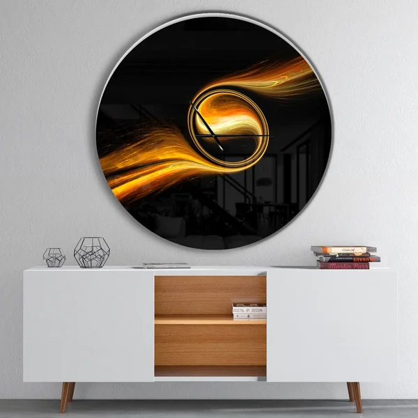 Designart 'Fractal 3D Dancing Yellow Design' Oversized Modern Wall Clock - 29 in. Wide x 29 in. High