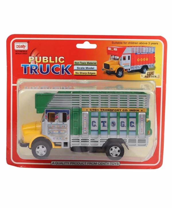 Centy Toys Pull Back Public Toy Truck Automobile Miniature Pick Color New -Loose - Yellow(And Green)