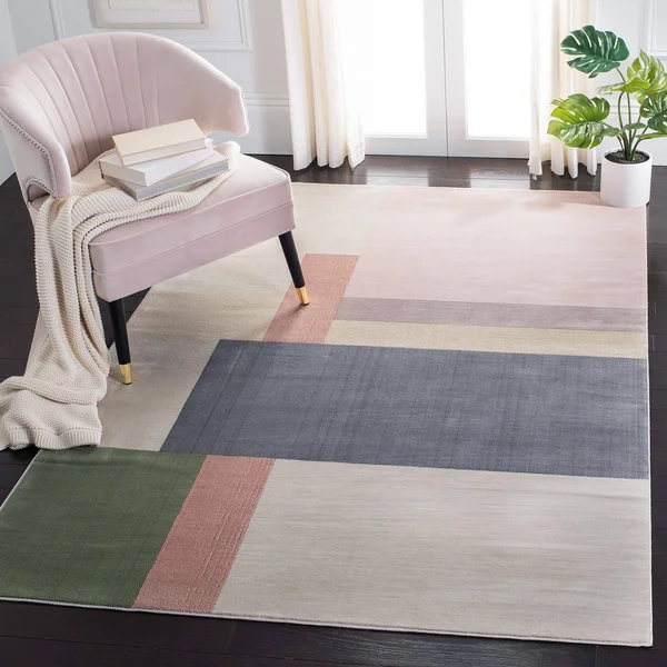 Safavieh Orwell Ailidh Mid-Century Modern Rug - 5&3x22 x 5&3x22 Square - Ivory/Charcoal