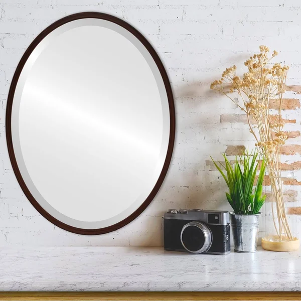 London Framed Oval Mirror - Black Walnut - Black Walnut - 21 1/8x22 x 25 1/8x22