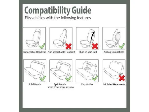 FH Group Gray Faux Leather Car Seat Cover w/ Accessories and Black All Weather Floor Mat