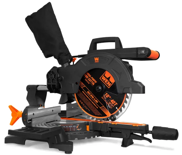Wen MM1011 15-Amp 10x22 Single Bevel Compact Sliding Compound Miter Saw with Laser