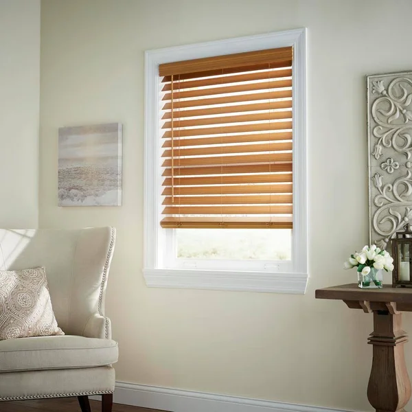 Home Decorators Collection Chestnut Cordless Room Darkening 2.5 in. Premium Faux Wood Blind for Window - 70 in. W x 48 in. L, BR