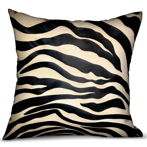 Plutus 12x22 x 20x22 Black Zebra Luxury Throw Pillow in Black Animal Motif