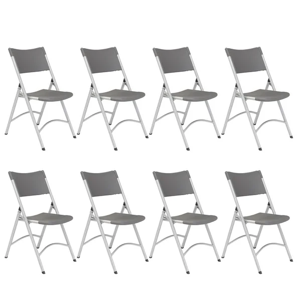 National Public Seating 600 Series Heavy Duty Plastic Folding Chair - Charcoal Slate (Pack of 8)