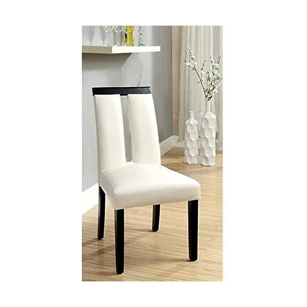 Furniture of America Brighton Leatherette Dining Side Chair - White, Set of 2