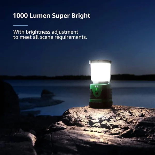Le LED Camping Lantern Rechargeable - 1000lm, 4 Light Modes, 4400mAh Power Bank, IP44 Waterproof, Perfect Lantern Flashlight for