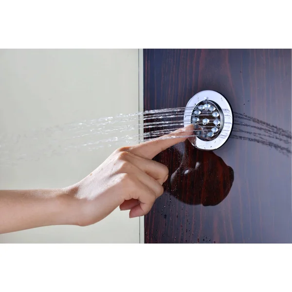 Anzzi SP-AZ021 Pure 59 in. 3-Jetted Shower Panel with Heavy Rain Shower and Spray Wand in Mahogany Deco-Glass