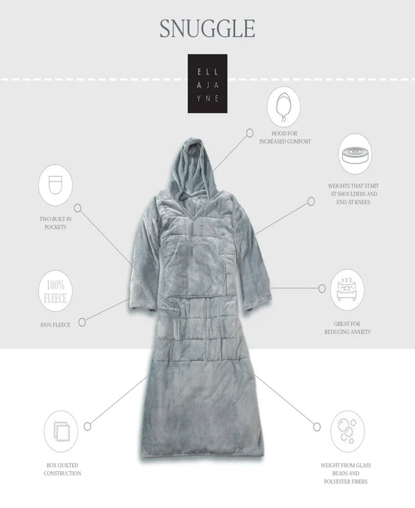 Ella Jayne Wearable Weighted Snuggle Blanket - 75x22 x 50x22 - Gray