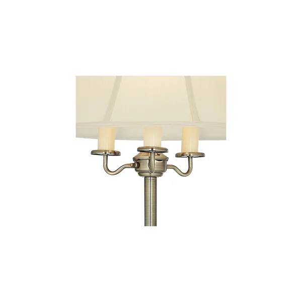 Regency Hill Traditional Floor Lamp Antique Brass Shabby Chic Off White Bell Shade Candelabra for Living Room Reading Bedroom