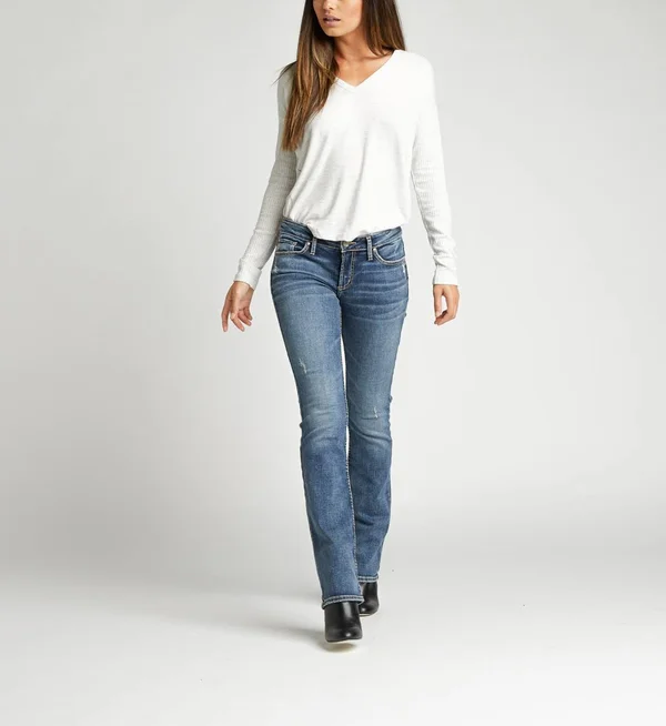 Silver Jeans Co. Women's Elyse Curvy Mid Rise Slim Fit Bootcut Jean