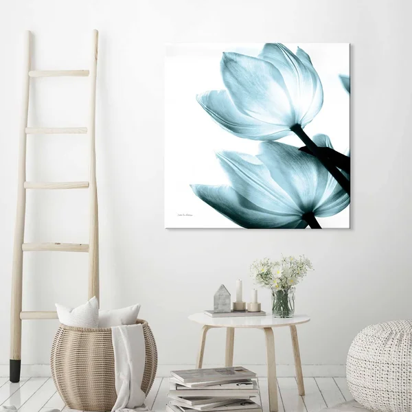 Picture Perfect International Debra Van Swearingen Translucent Tulips II Sq Aqua Crop Giclee Stretched Canvas Wall Art, Size: 36