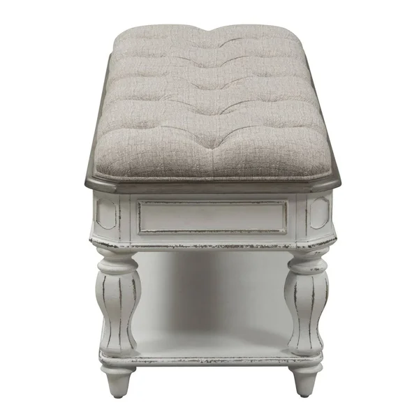 Liberty Magnolia Manor Bench Ivory Chenille - Antique White