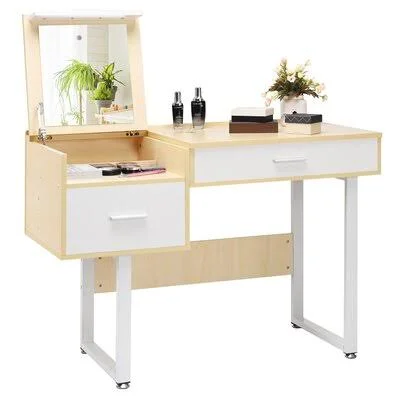 Sitton Makeup Dressing Vanity with Mirror Ebern Designs