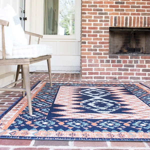 BALTA Rugs Augusto Modern Southwestern Indoor/Outdoor Area Rug - Dark Blue, 7&10x22 x 10&