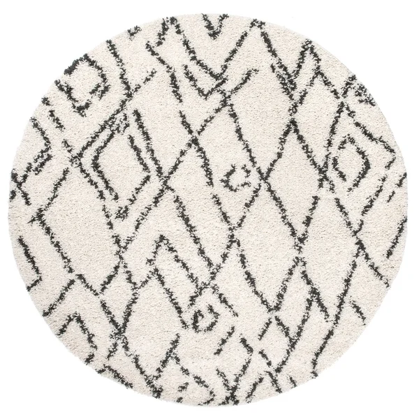 nuLOOM Nieves Moroccan Diamond Shag Area Rug - 10& Round, Off White