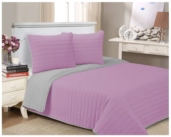 Superior 100% Cotton, Soft, Full/Queen, Brandon Striped Quilt Set, Lavender
