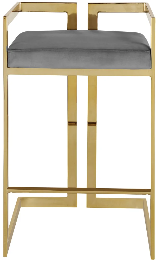 Ezra Grey Velvet Stool from Meridian Furniture