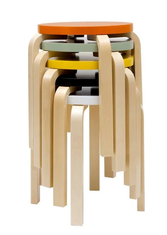 Artek Aalto Stool E60, Blue - Birch