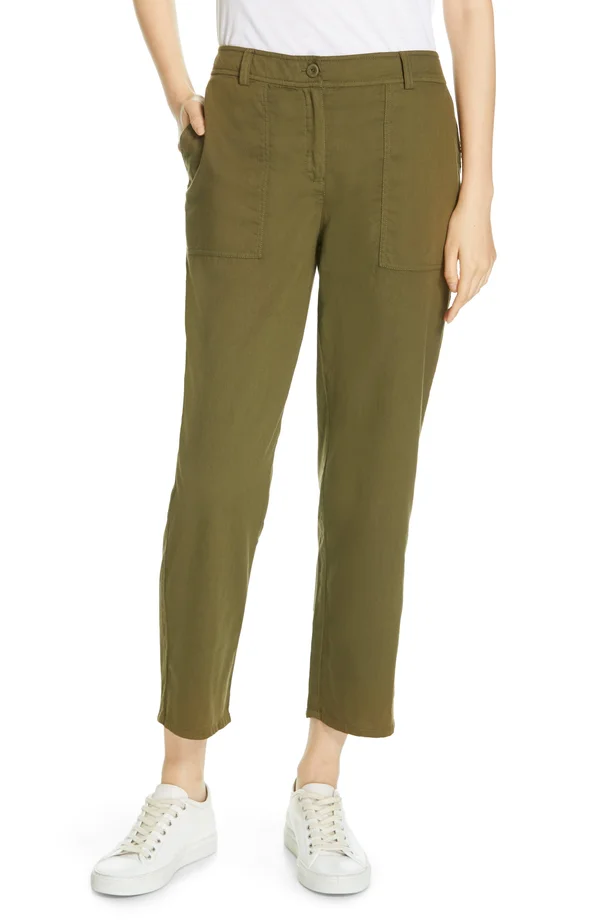 Eileen Fisher Slouchy Ankle Pants - Womens, 4, Olive