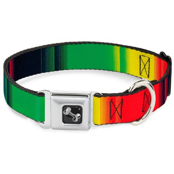 Buckle-Down 15-26x22 Zarape4 Vertical Rasta Dog Collar Bone - Large