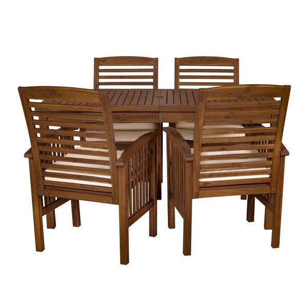 5-Piece Acacia Outdoor Dining Set (Dark Brown) - Patio Furniture