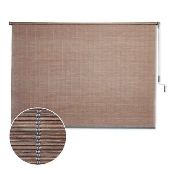 Coolaroo Natural Bamboo 96-in x Driftwood Light Filtering Cordless /OutdoorRoller Shade in Gray - 460792