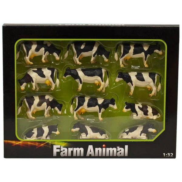 1:32 Kids Globe Farm Pack of 12 Lying & Standing Cows