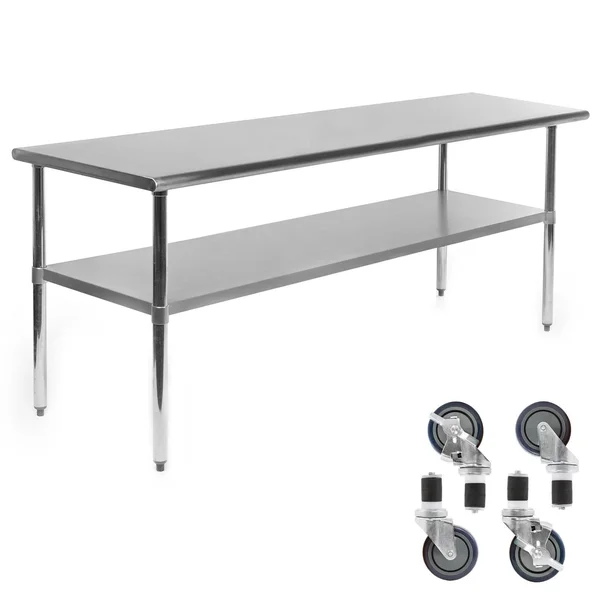 GRIDMANN NSF 72 in. x 24 in. Stainless Steel Commercial Kitchen Prep & Work Table w/ 4 Casters (Wheels)