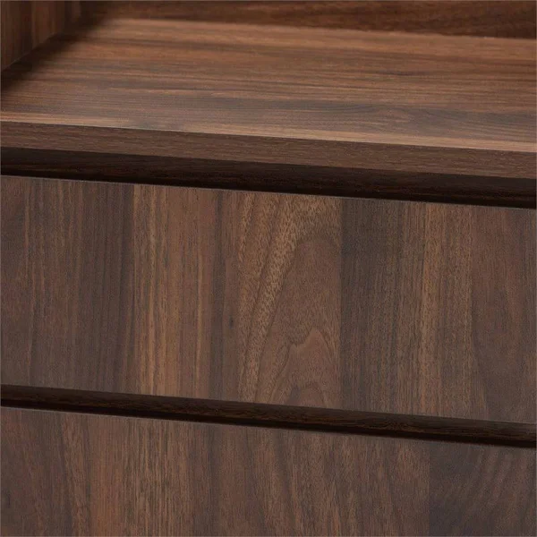 Bowery Hill Contemporary Walnut Browned Wood 2-Drawer Nightstand