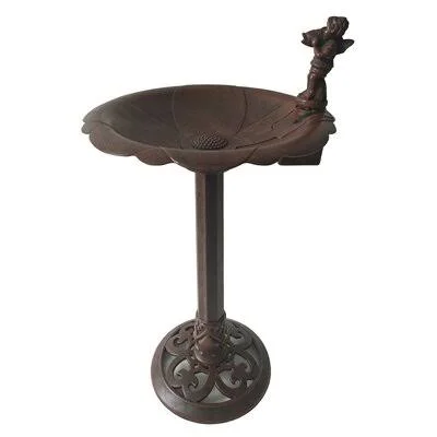 Adhelin Plastic Fountain with Boy Birdbath Charlton Home Color: Brown