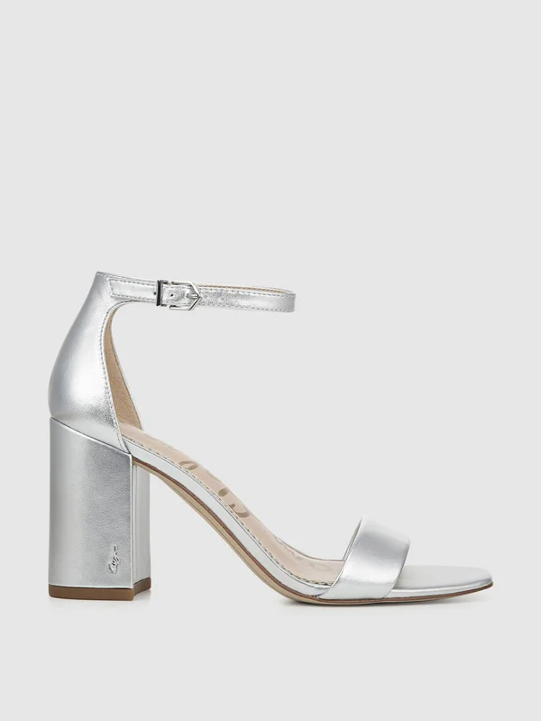 Sam Edelman Women's Daniella Block Heel Sandals - Silver - 8.5M