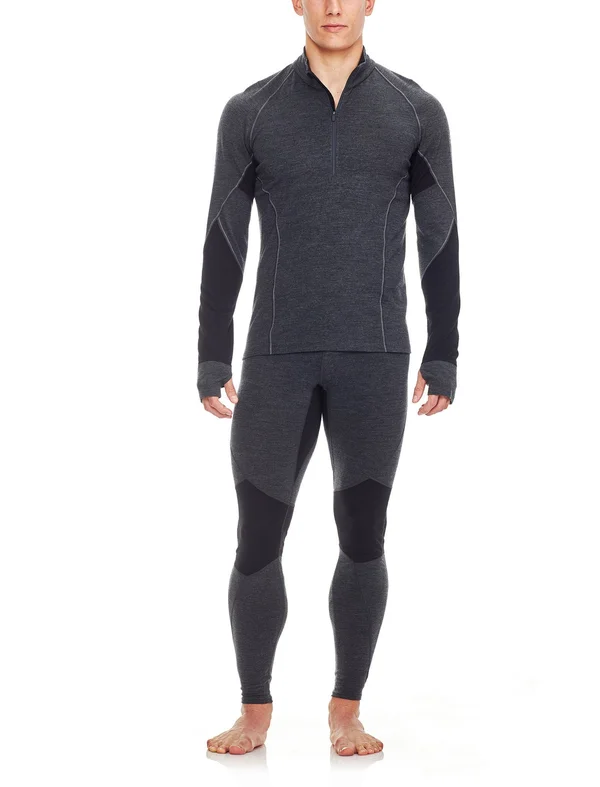 Icebreaker Men's Winter Zone LS Half Zip - Medium - Jet Heather - Black, Lunar